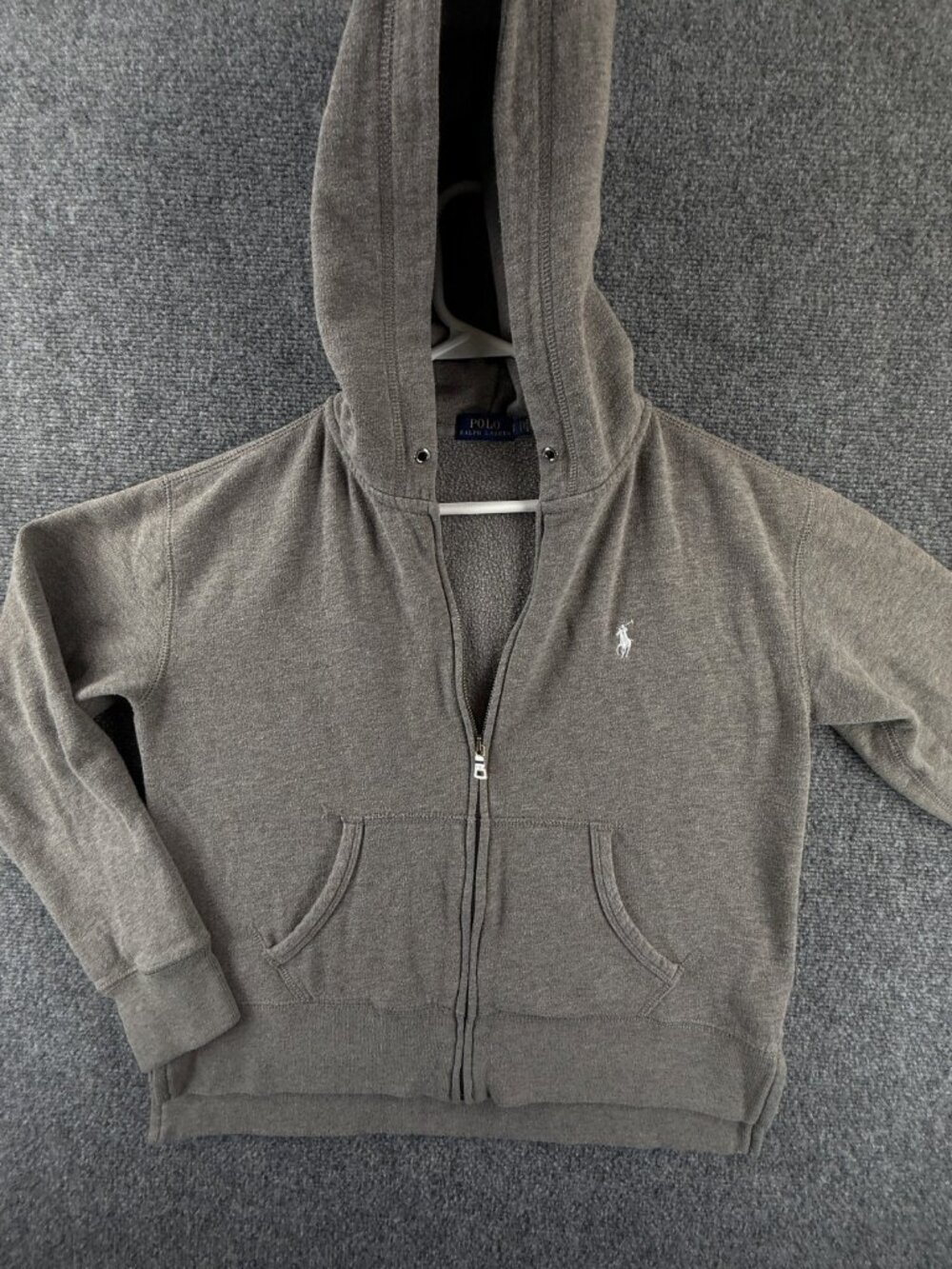 Polo Ralph Lauren Hoodie Women Small Gray Full Zip Fleece Pony Logo Sweatshirt
